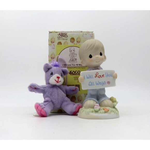Enesco Precious Moments "I Will Love You All Ways" Figurine and Teddy Bear Gift - Picture 1 of 10